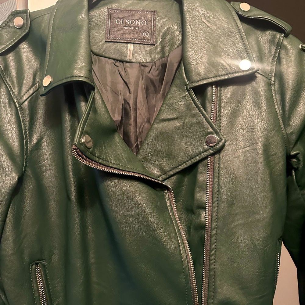 Forest Green Woman’s Motorcycle Jacket Size Large